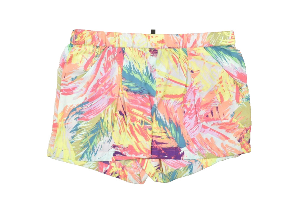 BCBGMAXAZRIA Micah Printed Shorts Women's Size L Multi-Color Lipstick Red Comb